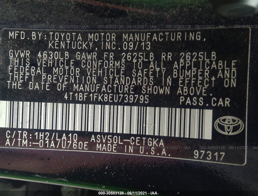 4T1BF1FK8EU739795