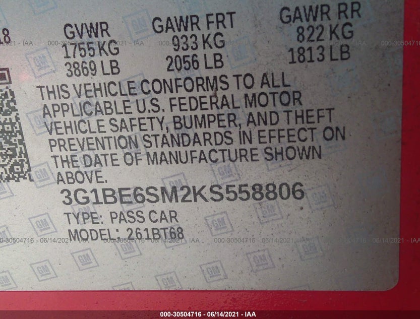 3G1BE6SM2KS558806