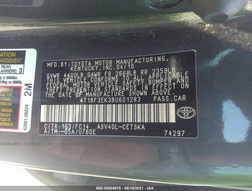 4T1BF3EK3BU601283