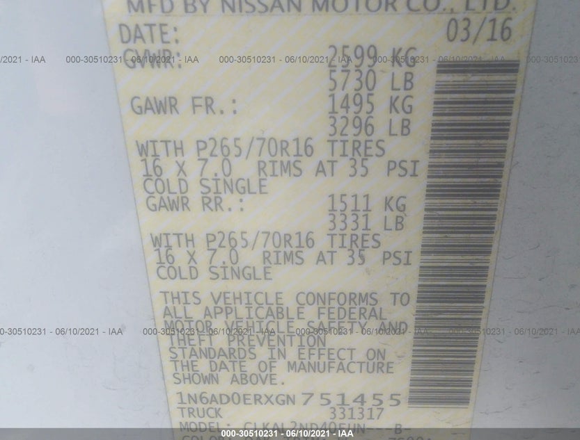 1N6AD0ERXGN751455