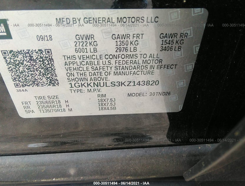 1GKKNULS3KZ143820