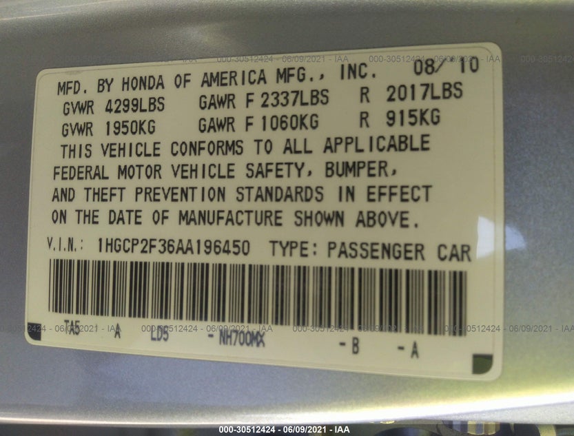 1HGCP2F36AA196450
