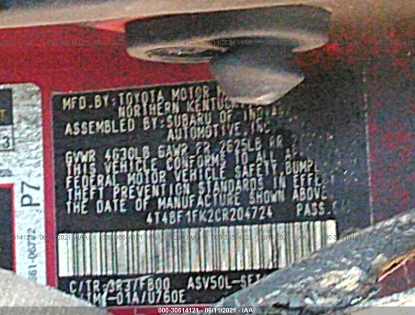 4T4BF1FK2CR204724