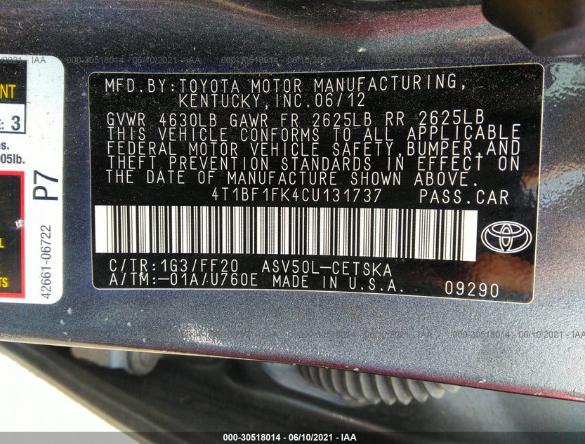 4T1BF1FK4CU131737