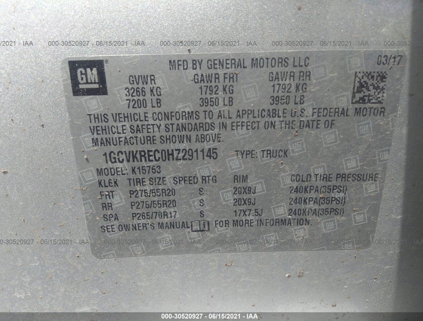 1GCVKREC0HZ291145