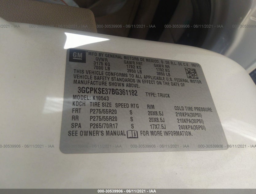 3GCPKSE37BG361182