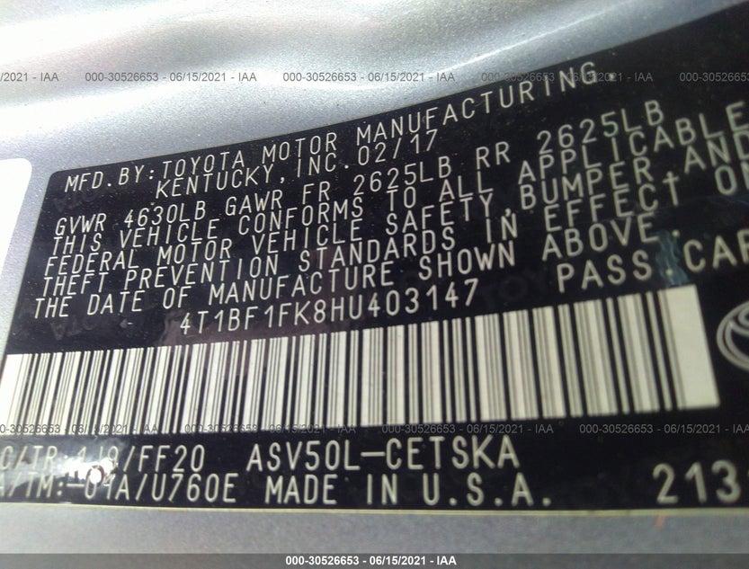 4T1BF1FK8HU403147