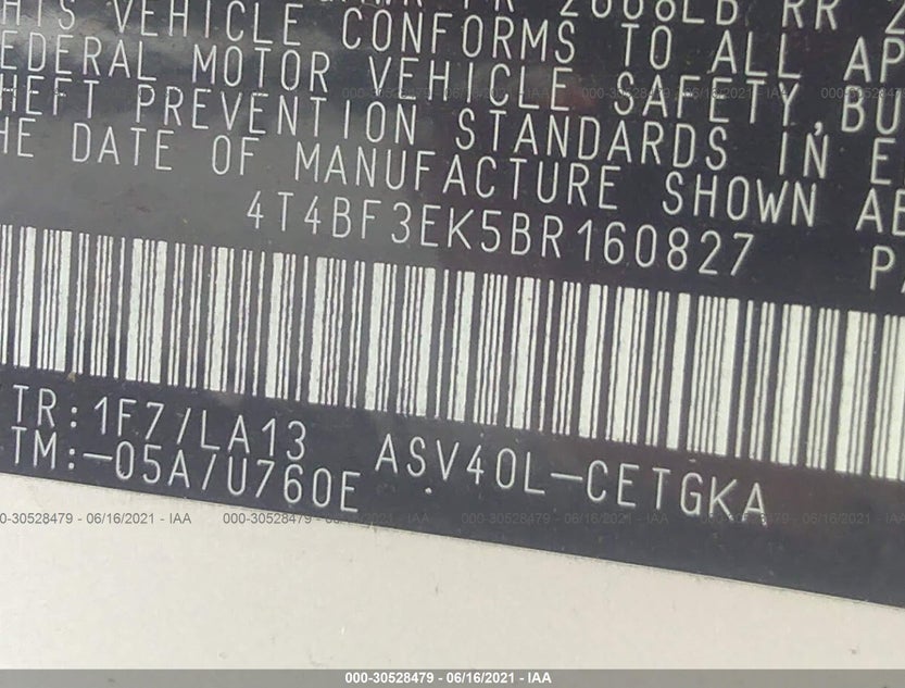 4T4BF3EK5BR160827
