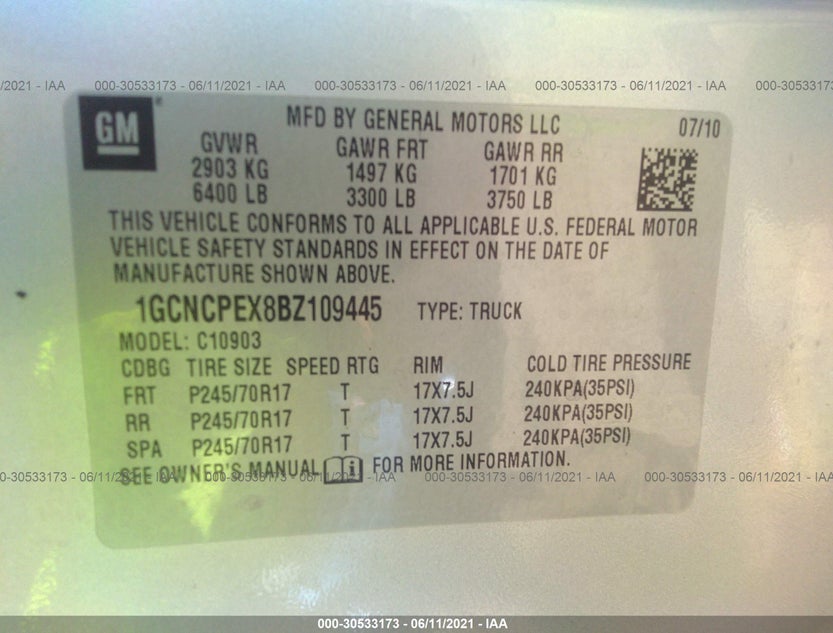 1GCNCPEX8BZ109445