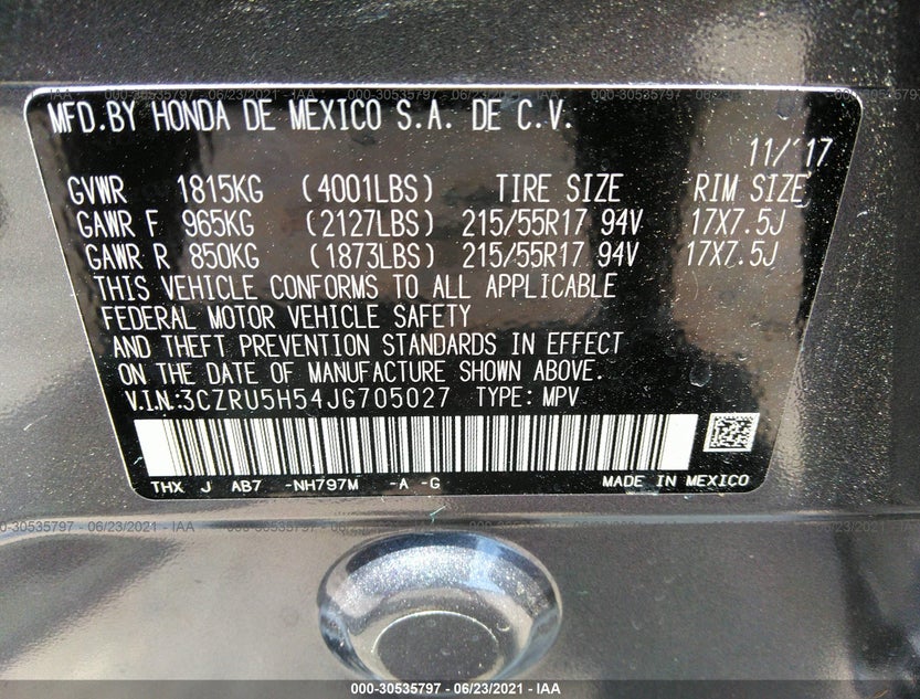 3CZRU5H54JG705027