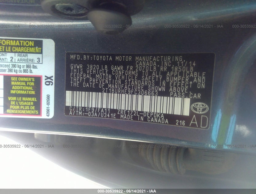 2T1BURHE9FC306663