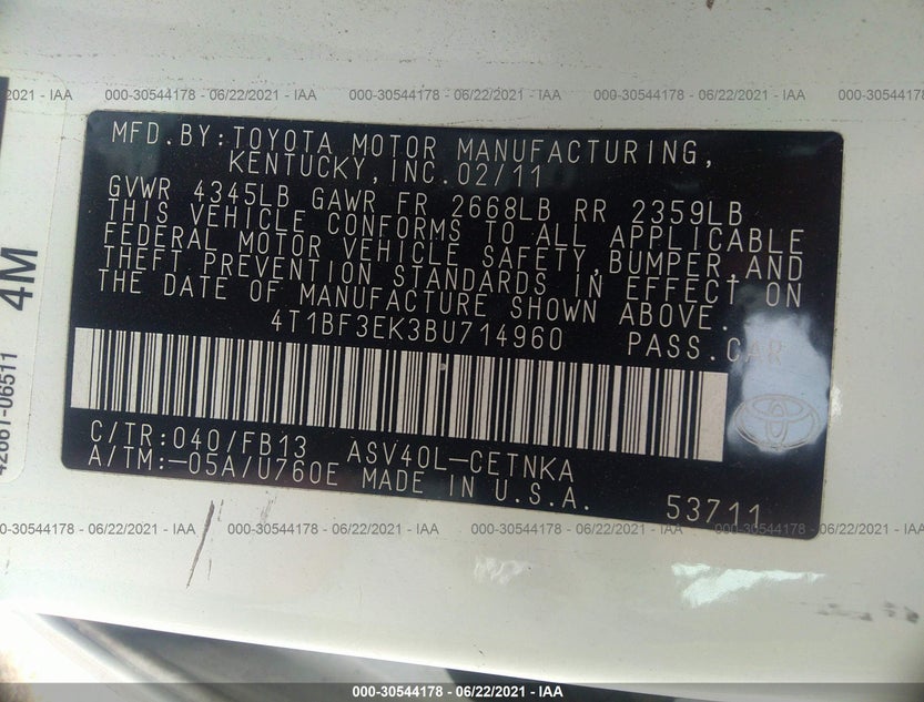 4T1BF3EK3BU714960