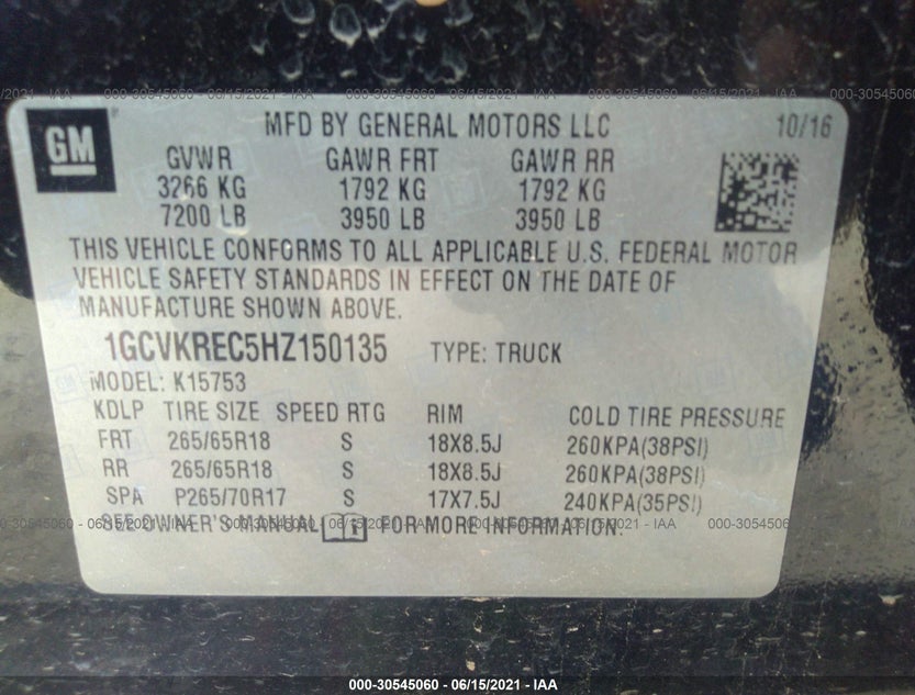 1GCVKREC5HZ150135