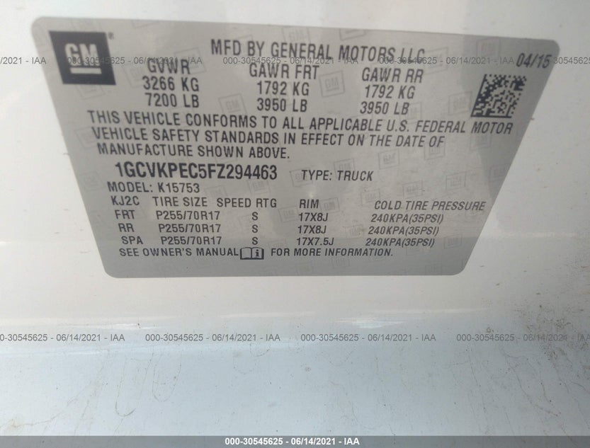 1GCVKPEC5FZ294463
