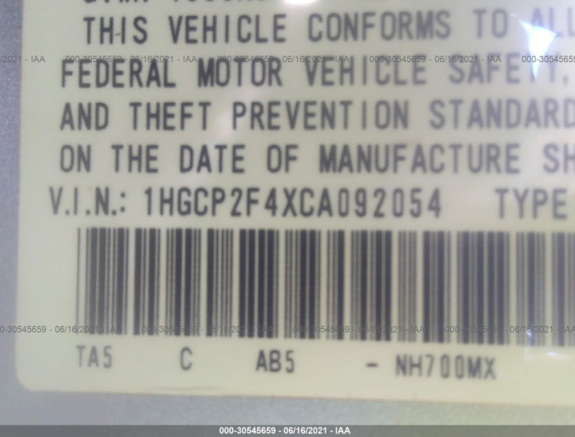 1HGCP2F4XCA092054