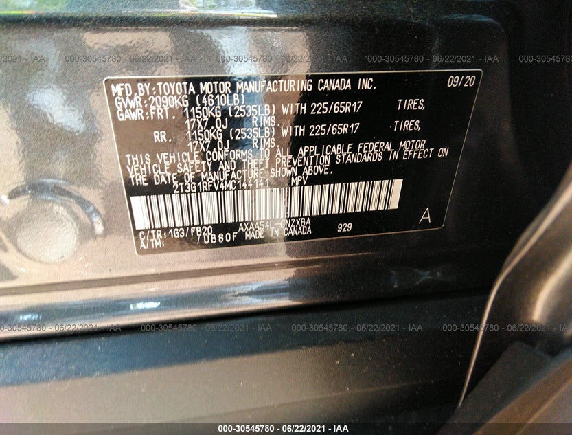 2T3G1RFV4MC144141