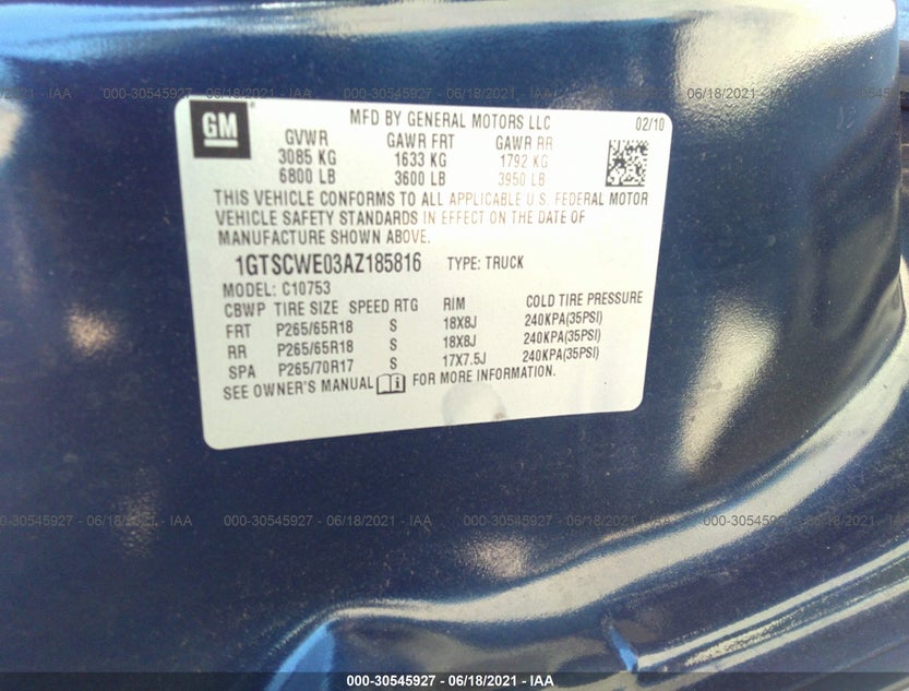 1GTSCWE03AZ185816