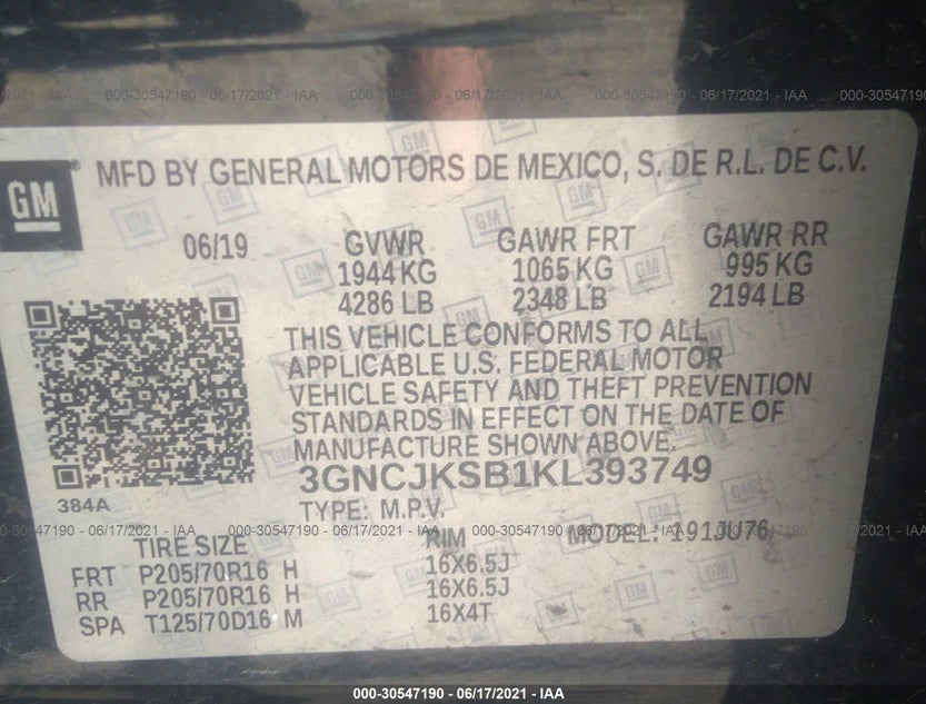 3GNCJKSB1KL393749
