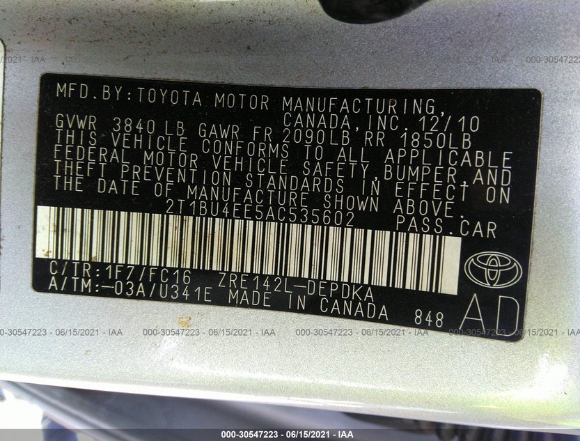 2T1BU4EE5AC535602