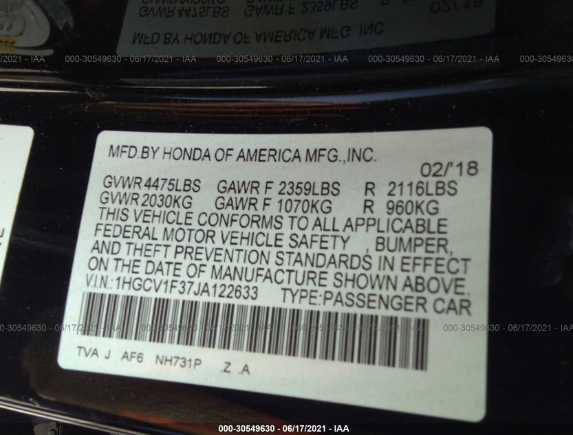 1HGCV1F37JA122633