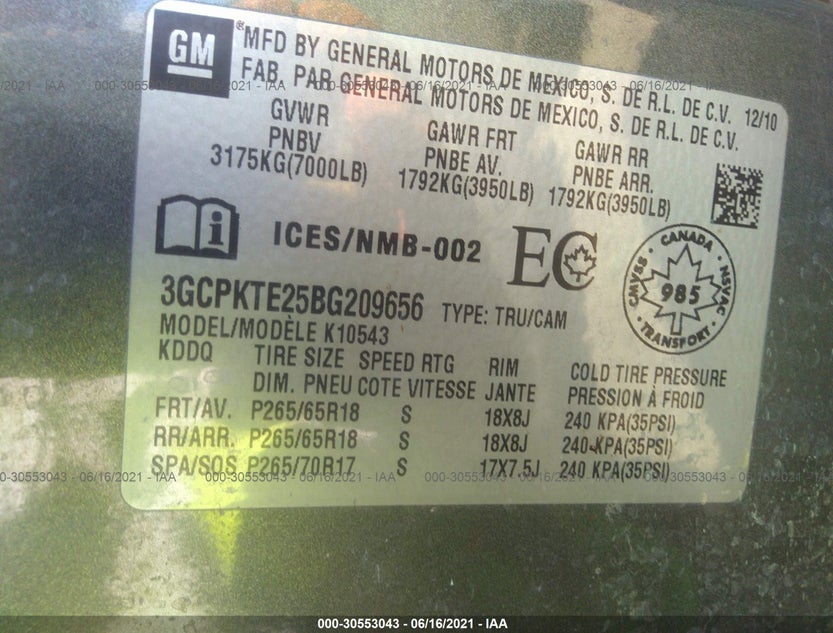 3GCPKTE25BG209656