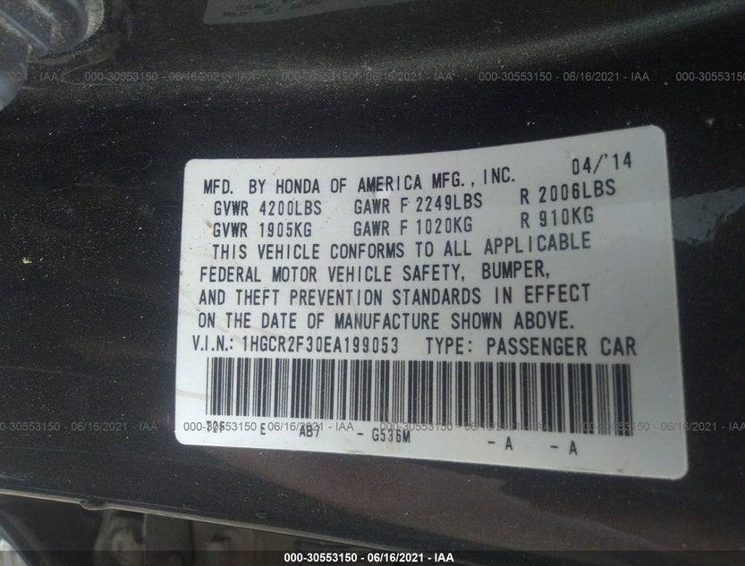 1HGCR2F30EA199053