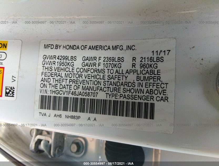 1HGCV1F46JA058707