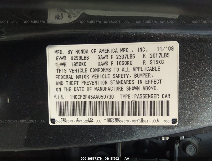1HGCP2F45AA050730