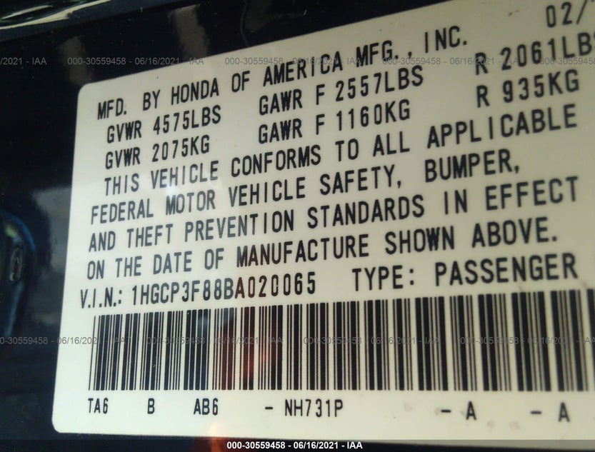1HGCP3F88BA020065