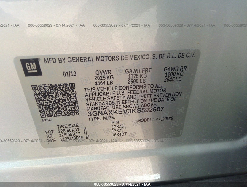 3GNAXKEV3KS592657