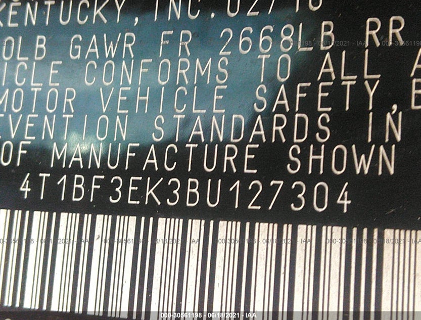 4T1BF3EK3BU127304