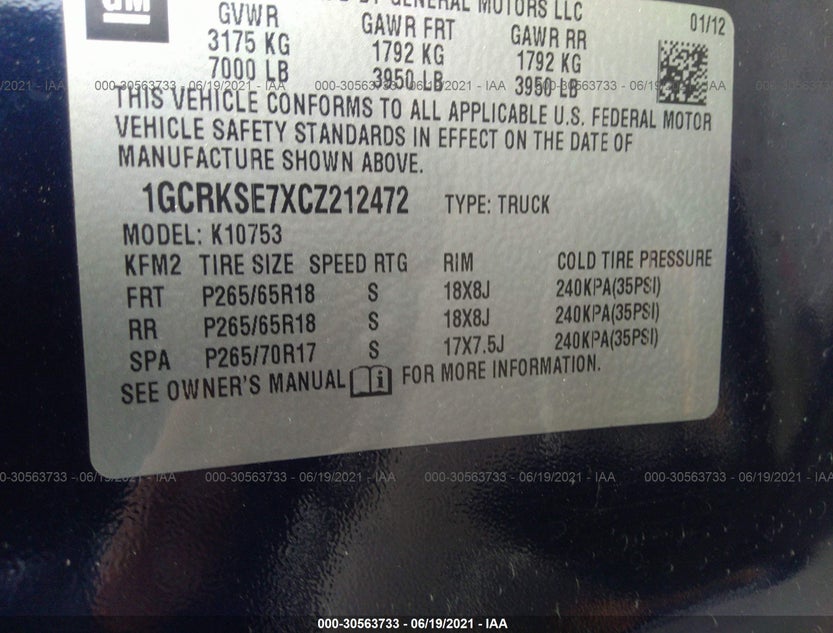 1GCRKSE7XCZ212472