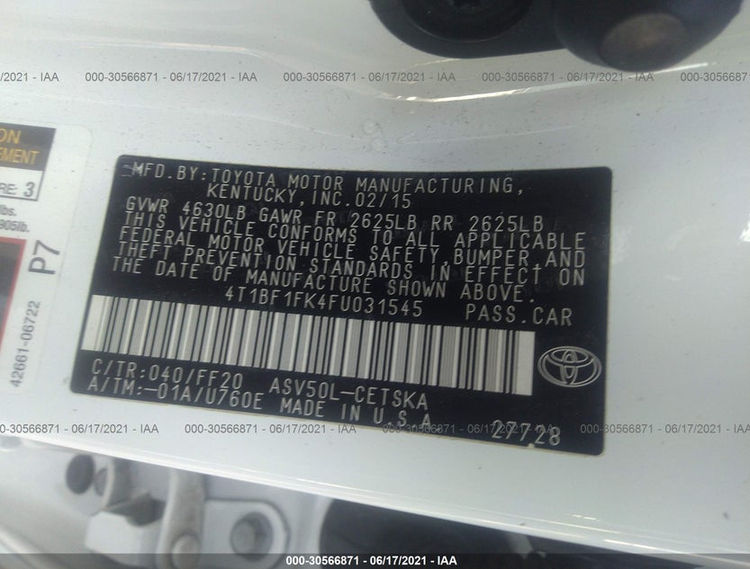 4T1BF1FK4FU031545