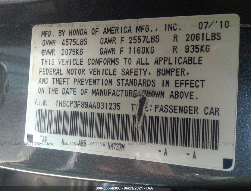 1HGCP3F89AA031235