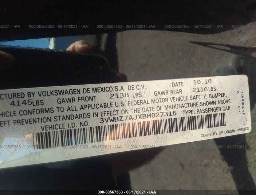 3VWBZ7AJXBM027315