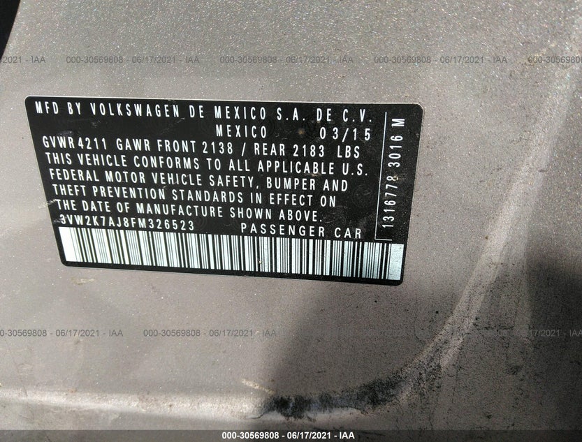 3VW2K7AJ8FM326523