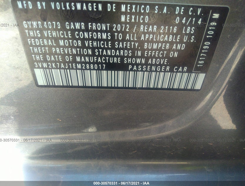 3VW2K7AJ1EM288017
