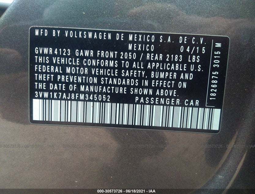 3VW1K7AJ8FM345052