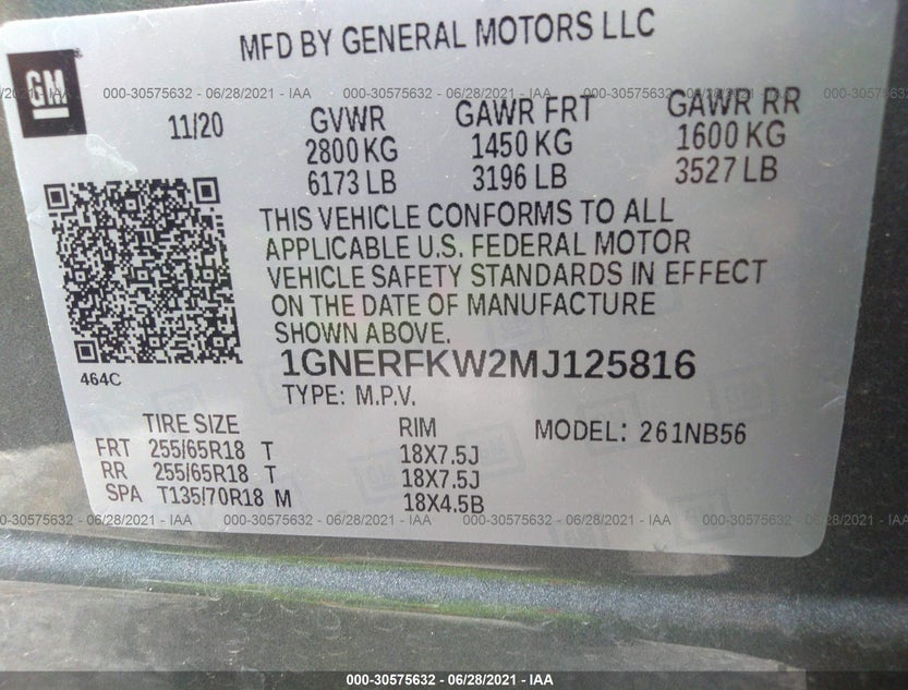 1GNERFKW2MJ125816