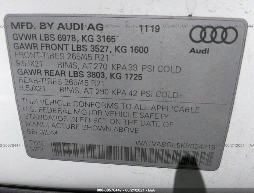 WA1VABGE5KB024215 фото 9