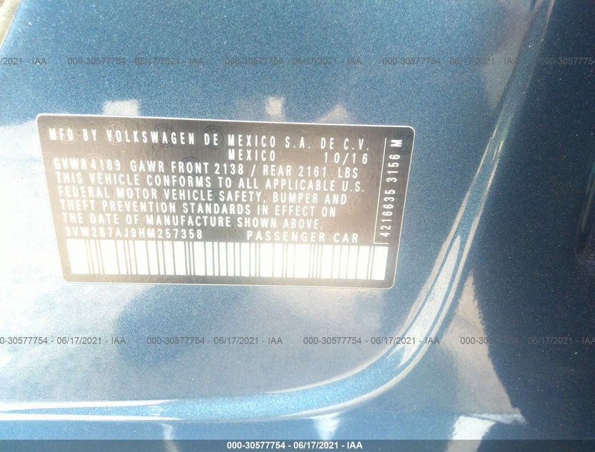 3VW2B7AJ9HM257358