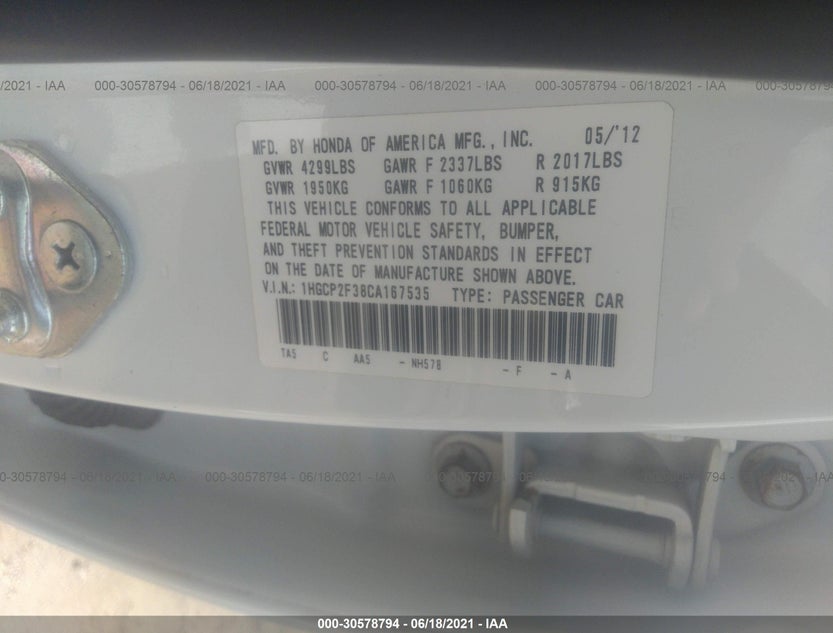 1HGCP2F38CA167535