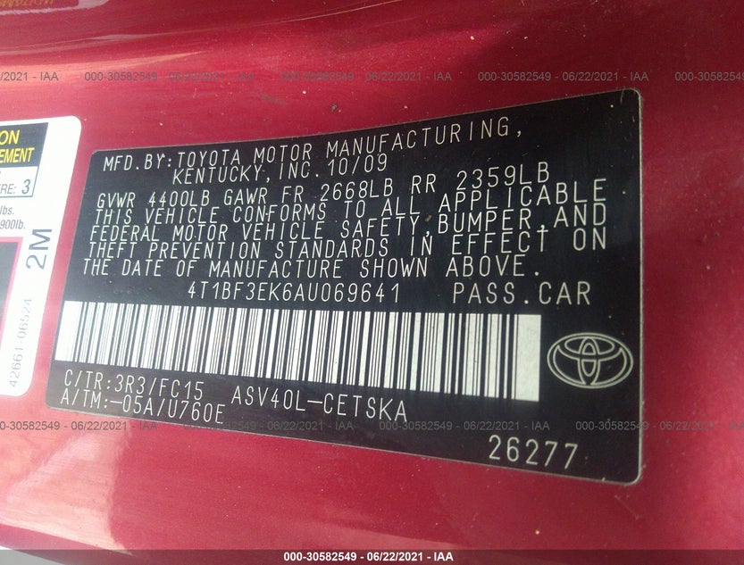 4T1BF3EK6AU069641