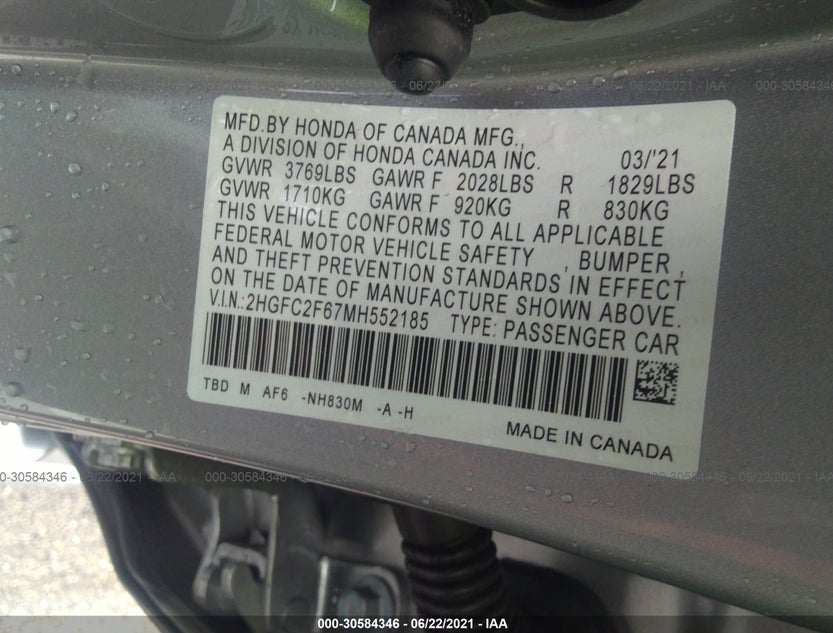 2HGFC2F67MH552185