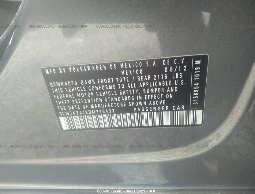 3VW2K7AJ2DM213437