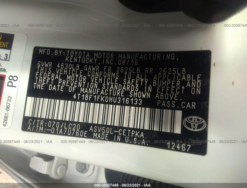 4T1BF1FK0HU316133