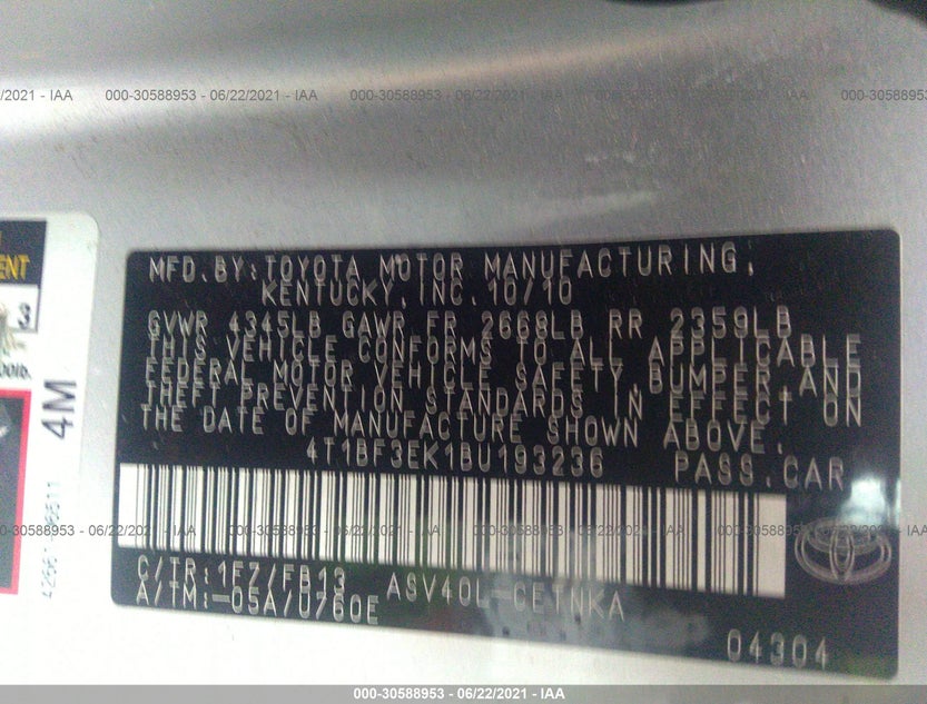 4T1BF3EK1BU193236