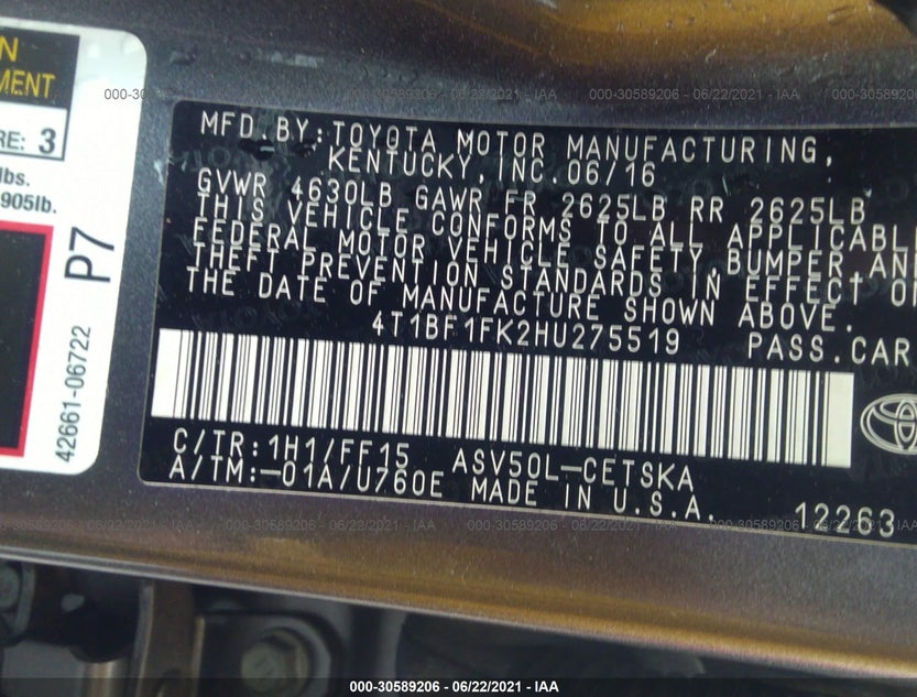 4T1BF1FK2HU275519