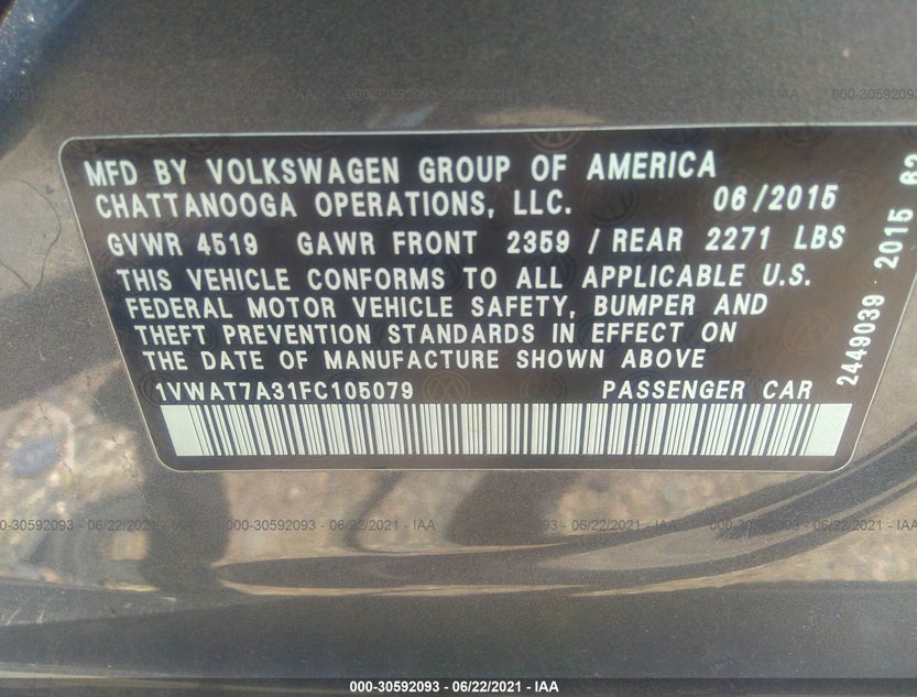 1VWAT7A31FC105079