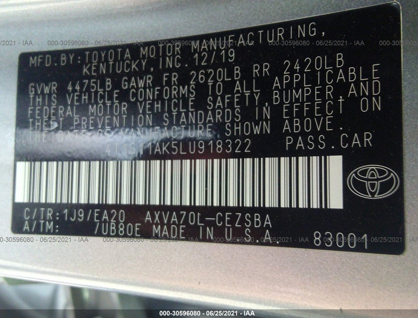 4T1G11AK5LU918322